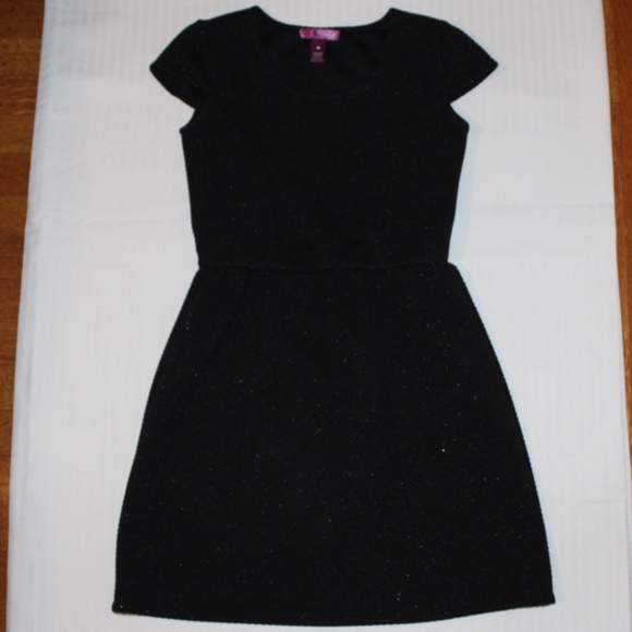 EUC Aqua Kids Black Cap Sleeved Dress - Picture 1 of 5